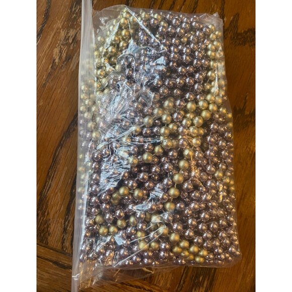 Silver & Gold Beaded Christmas Tree Garland 35ft Each Vintage-Style Holiday Deco - Picture 5 of 6